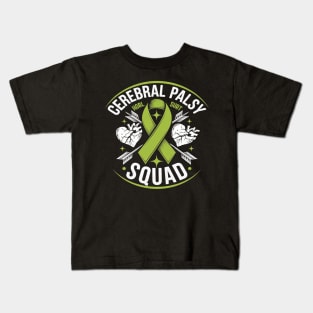 Cerebral Palsy Support Squad CP Warrior Green Ribbon Kids T-Shirt